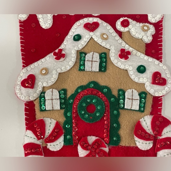 Bucilla 18” Felt Christmas Stocking “Gingerbread House” 85102 Completed - Picture 3 of 8